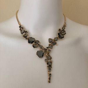 BCBG Crystal Adjustable Cluster Necklace in Gold/Gray
